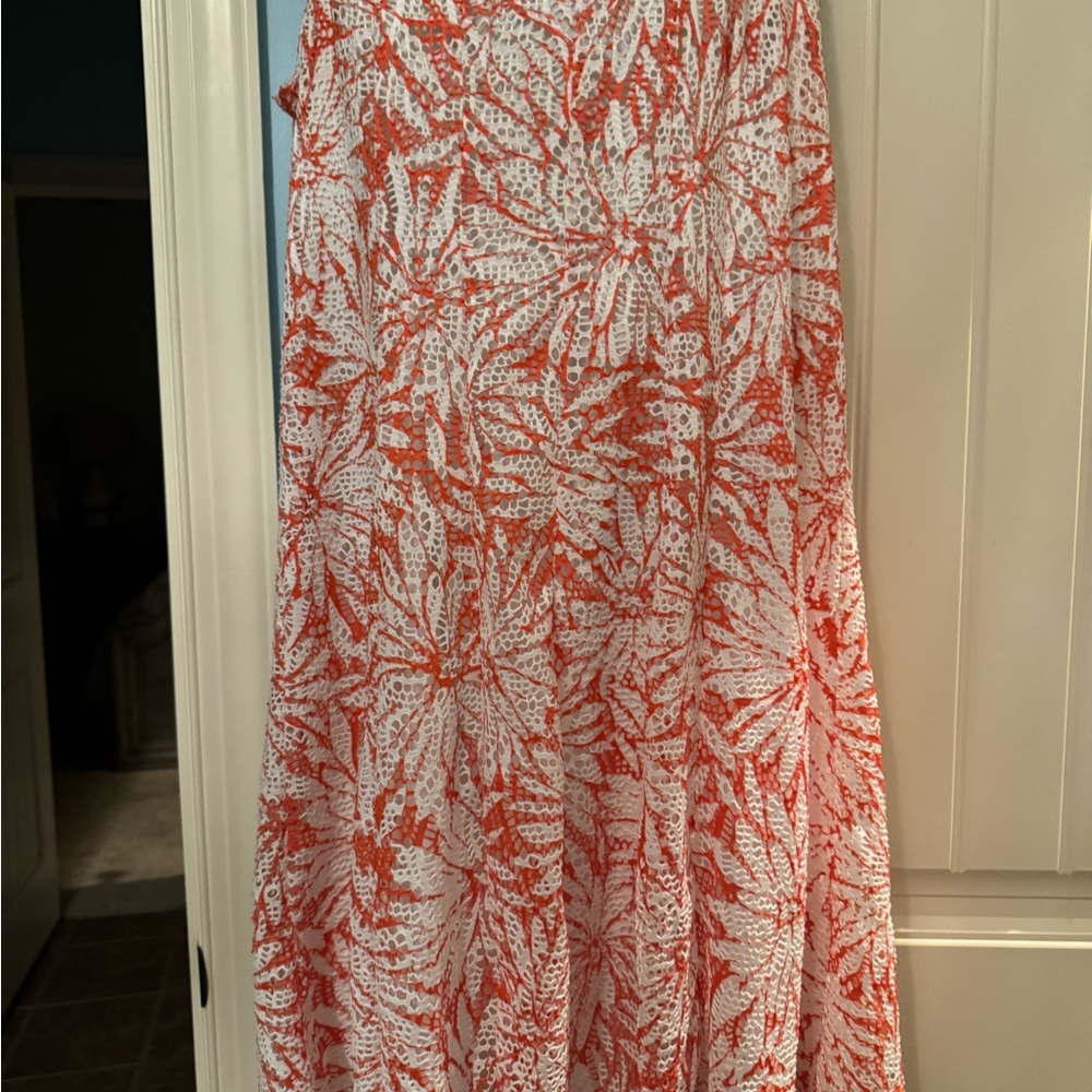 Perceptions Red And White Leaf Pattern Dress. Siz… - image 4